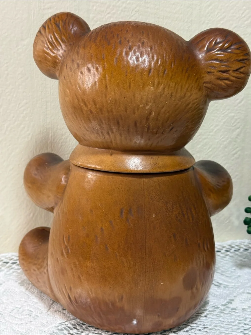 Twin Winton Ceramic Brown Teddy Bear w/Bow Cookie Jar 12